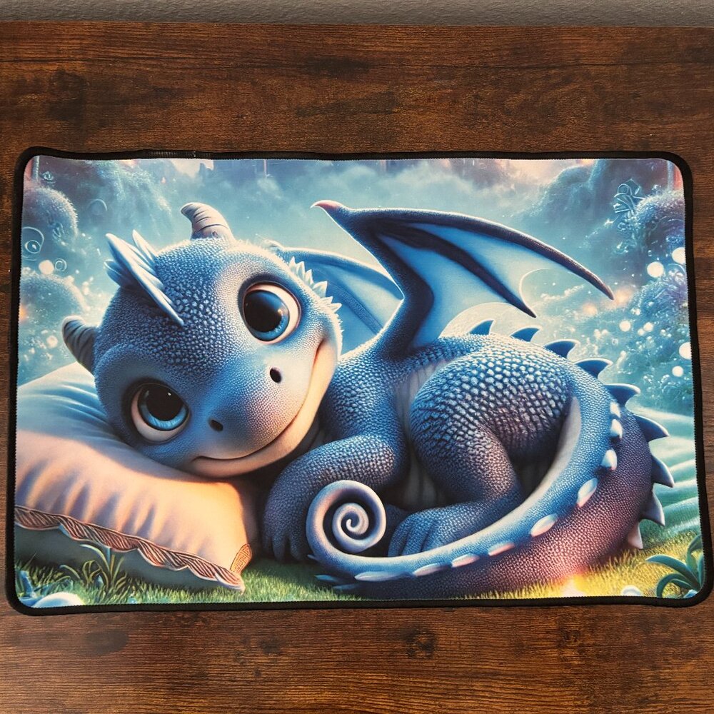 Blue Dragon Desk Mat - Mouse Pad - Office Decor - Desk Accessory - Computer Pad